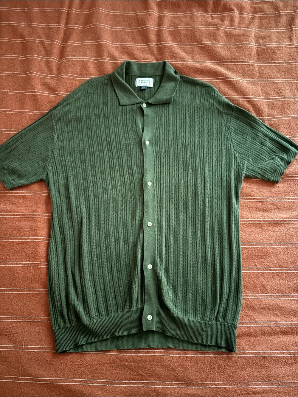 American Eagle Outfitters Olive Green Short-Sleeve Button Front Shirt